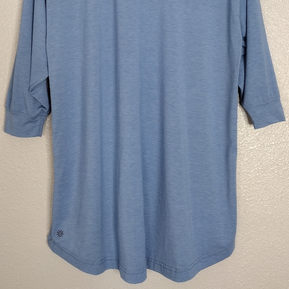 Athleta Inspire Slate Blue Relaxed Fit Oversized 3/4 Sleeve Tee Sz S - Picture 8 of 16